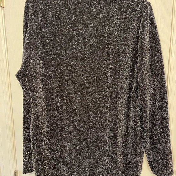 Grace the perfect fit Long Sleeve Silver Black Metallic Blouse 1X - Picture 7 of 7